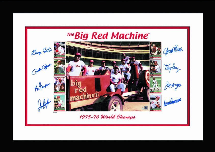 1975-1976 Cincinnati Reds Autographed 16x20 Photo Big Red Machine With 8  Signatures Including Johnny Bench & Pete Rose