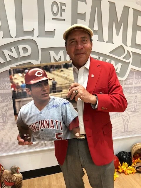 Johnny Bench Signs For the Kids - Signed Framed Photo - Classic