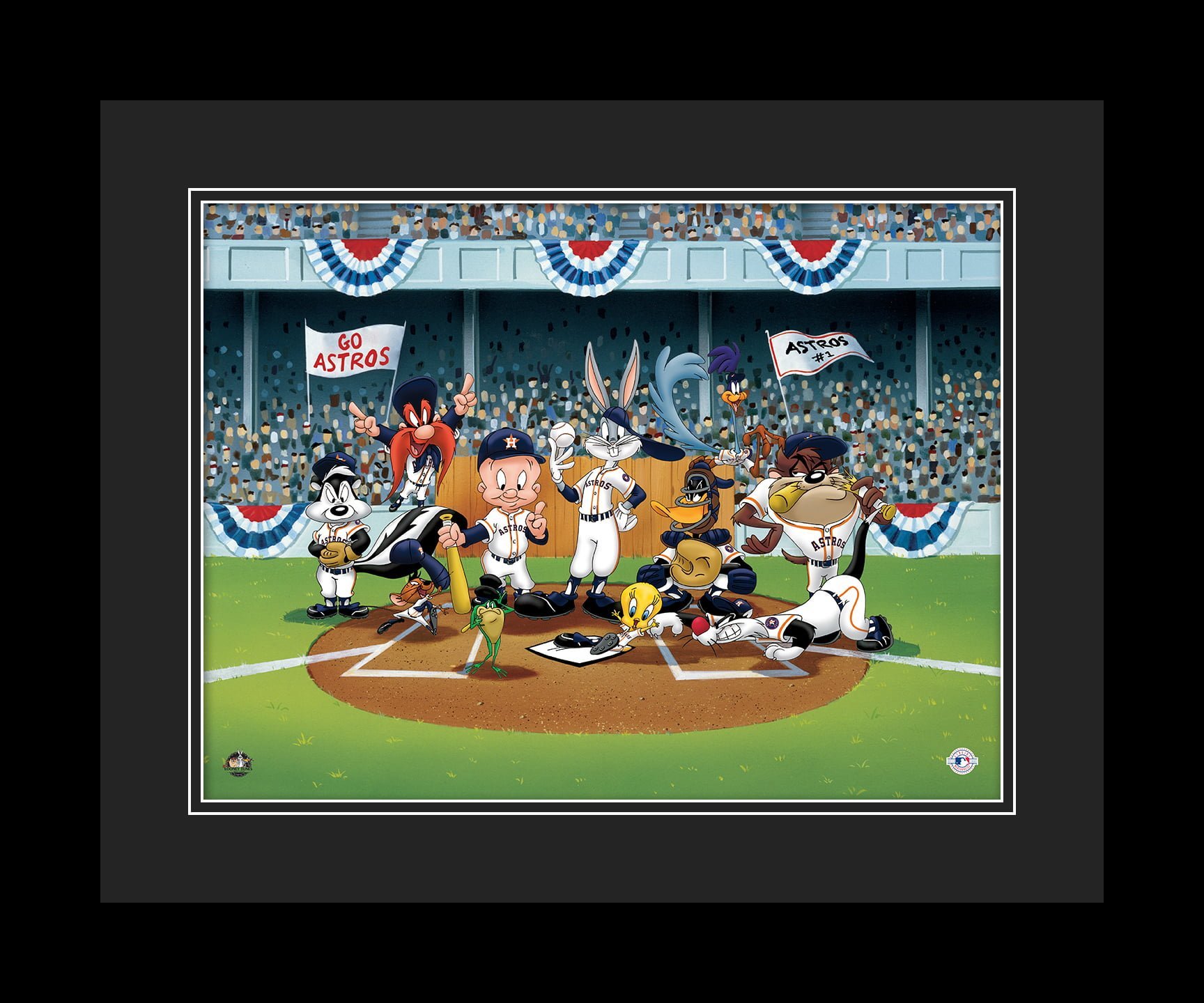 Looney Tunes- Houston Astros Line-Up Framed Fine Art Giclee
