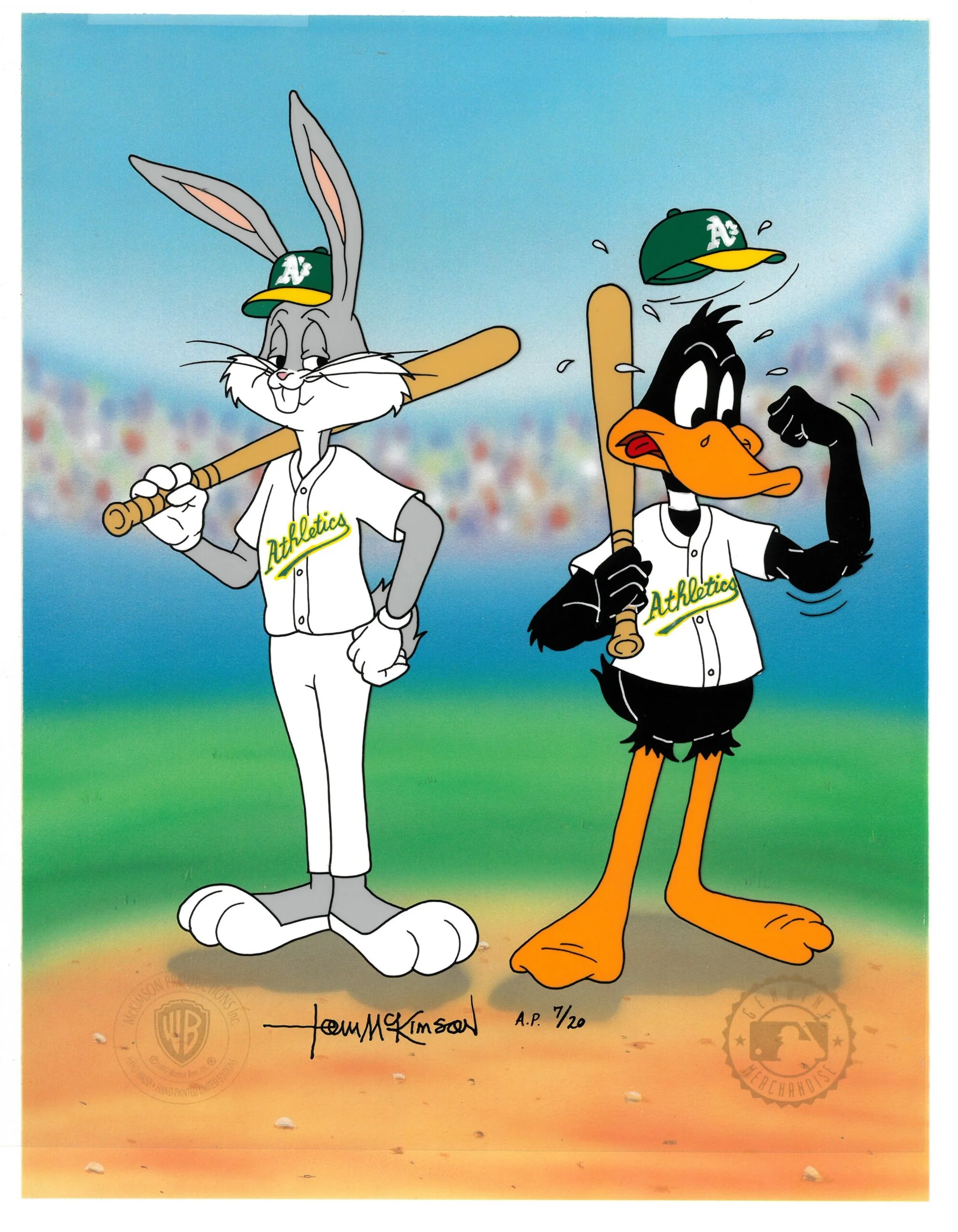 Oakland Athletics 14 x 20 Looney Tunes Limited Edition Fine Art